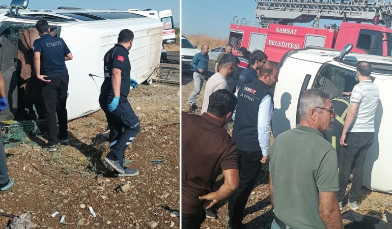 Adıyaman'ın Samsat İlçesinde Minibüsün Devrilmesi Sonucu 12 Kişi Yaralandı