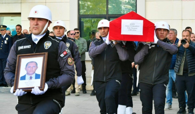 Ankara'da Kontrol Noktasında Şehit Olan Polis Memuru Ahmet Türkoğlu İçin Tören Düzenlendi